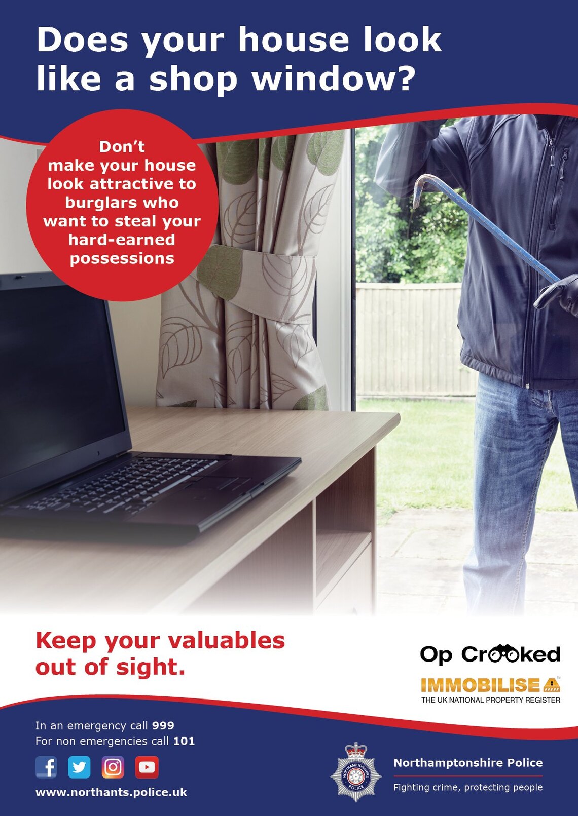 Crime prevention poster - keep your valuables out of sight.